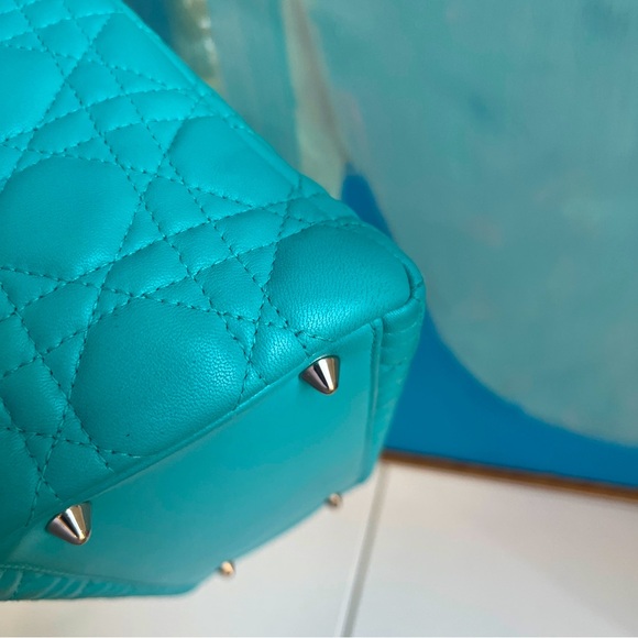 RARE Turquoise Medium Lady Dior in Vintage Style Christian Dior Lambskin - Picture 9 of 16